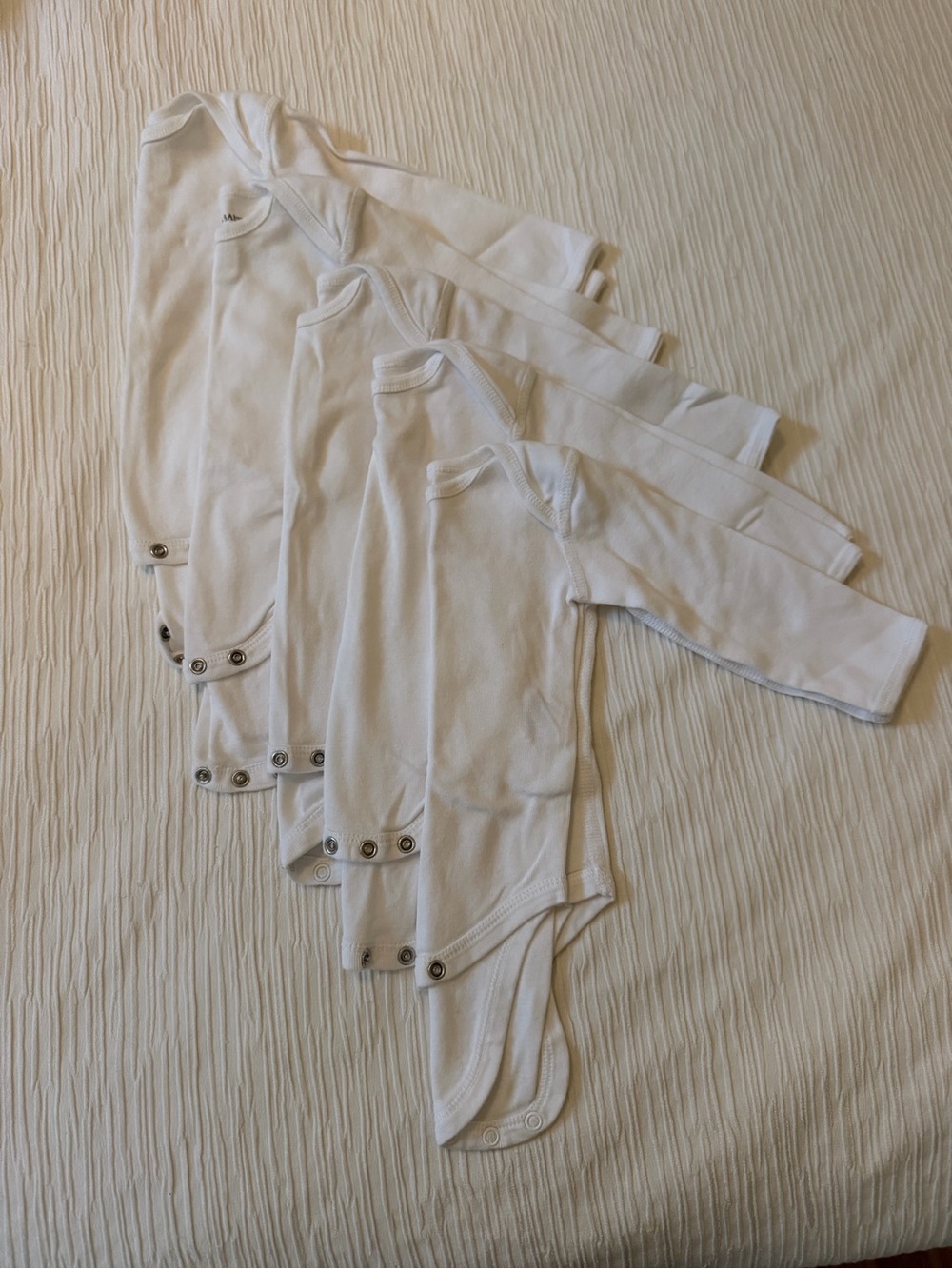 Unis x Burt’s Bees aClassic White Long-Sleeve Baby Bodysuits - Pack of 5